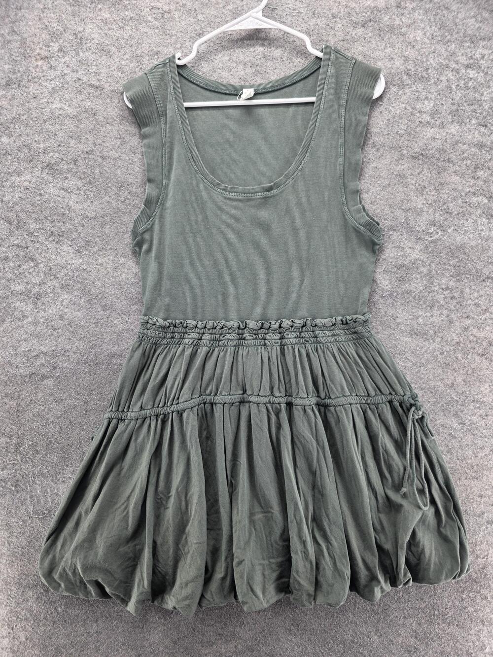 Daily PRACTICE Dress Womens L Green Short Tank Dress Strappy Scoop Neck Lined